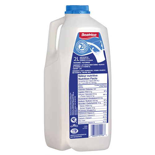 Lait Béatrice 2% plastique 2L