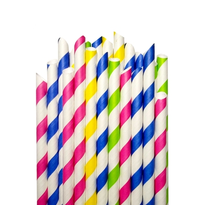 Pailles en papier multicolores super jumbo 10" (12mm) x 500 un ( PSC )