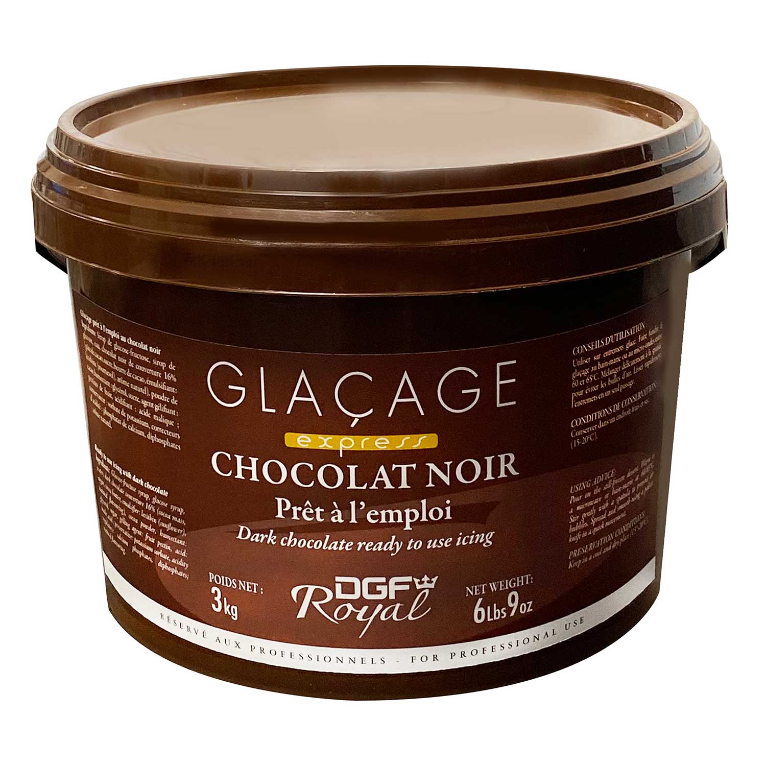 Glaçage chocolat noir Prêt à l'emploi  - DGF Royal  3KG