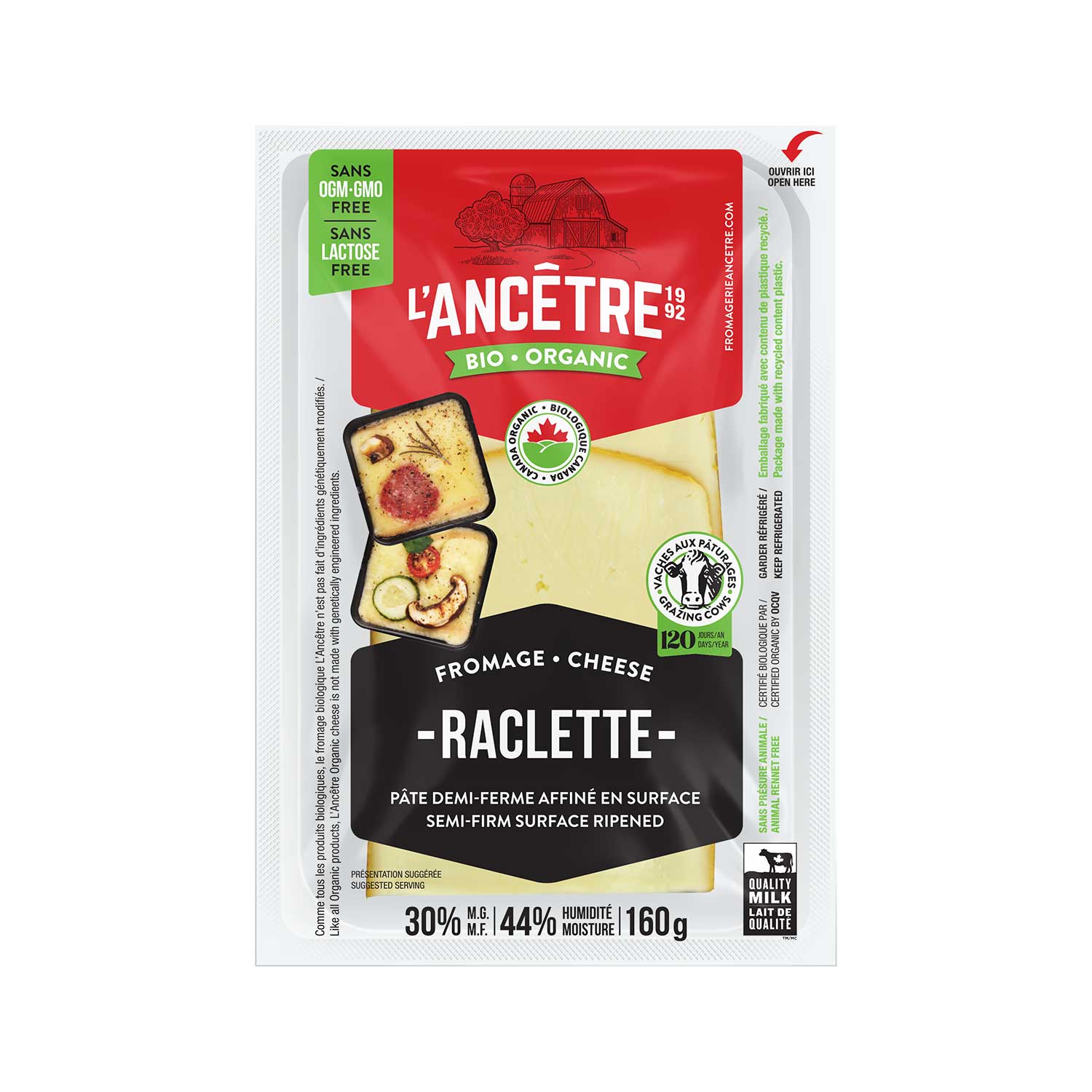 Raclette bio l'Ancêtre 8x160g
