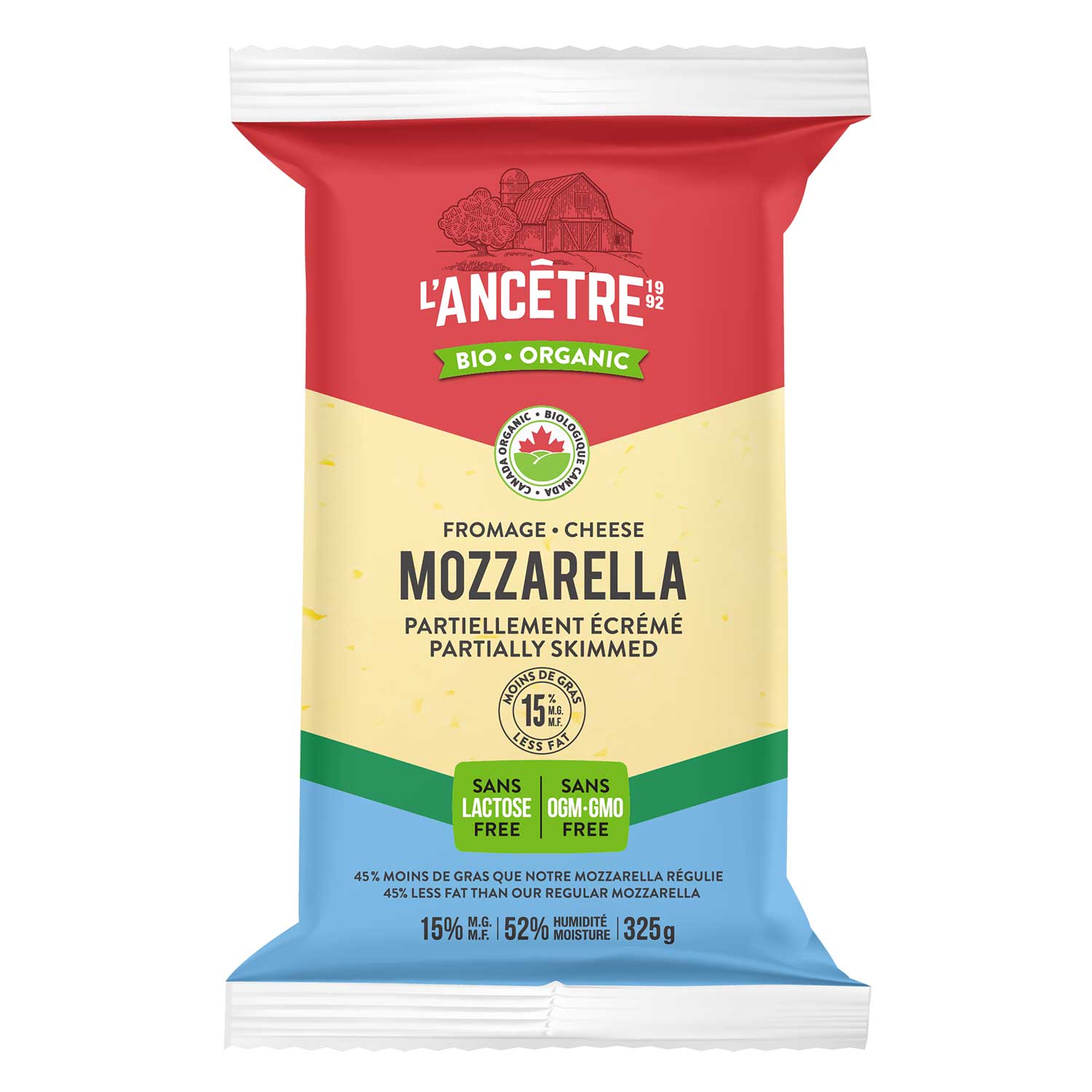 Mozzarella 15% bio l'Ancêtre 8x325g