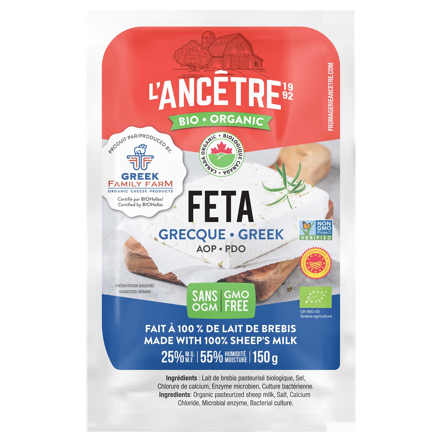 Feta Grecque bio l'Ancêtre 8x150g