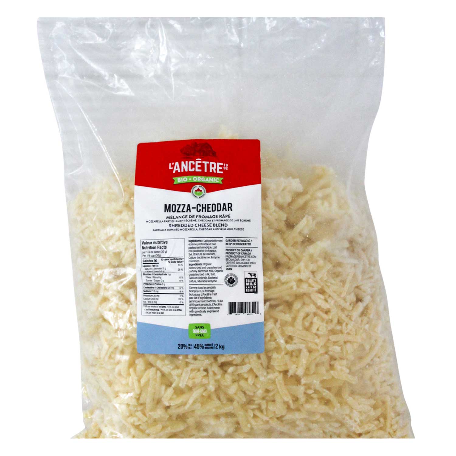 Mélange mozza-cheddar râpé bio l'Ancêtre 2kg