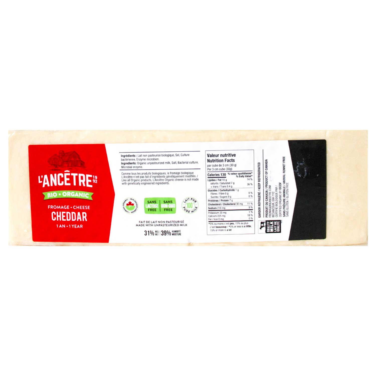 Cheddar 1 an bio l'Ancêtre 1kg (PV)