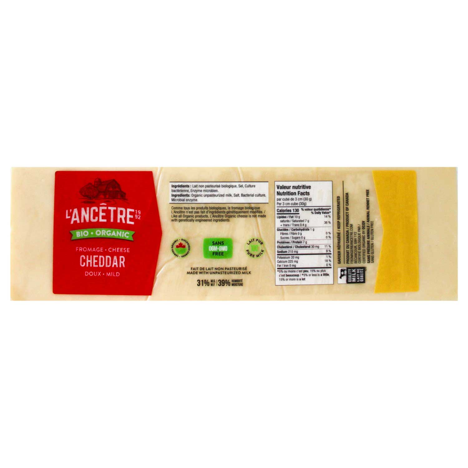 Cheddar doux bio l'Ancêtre 1kg (PV)