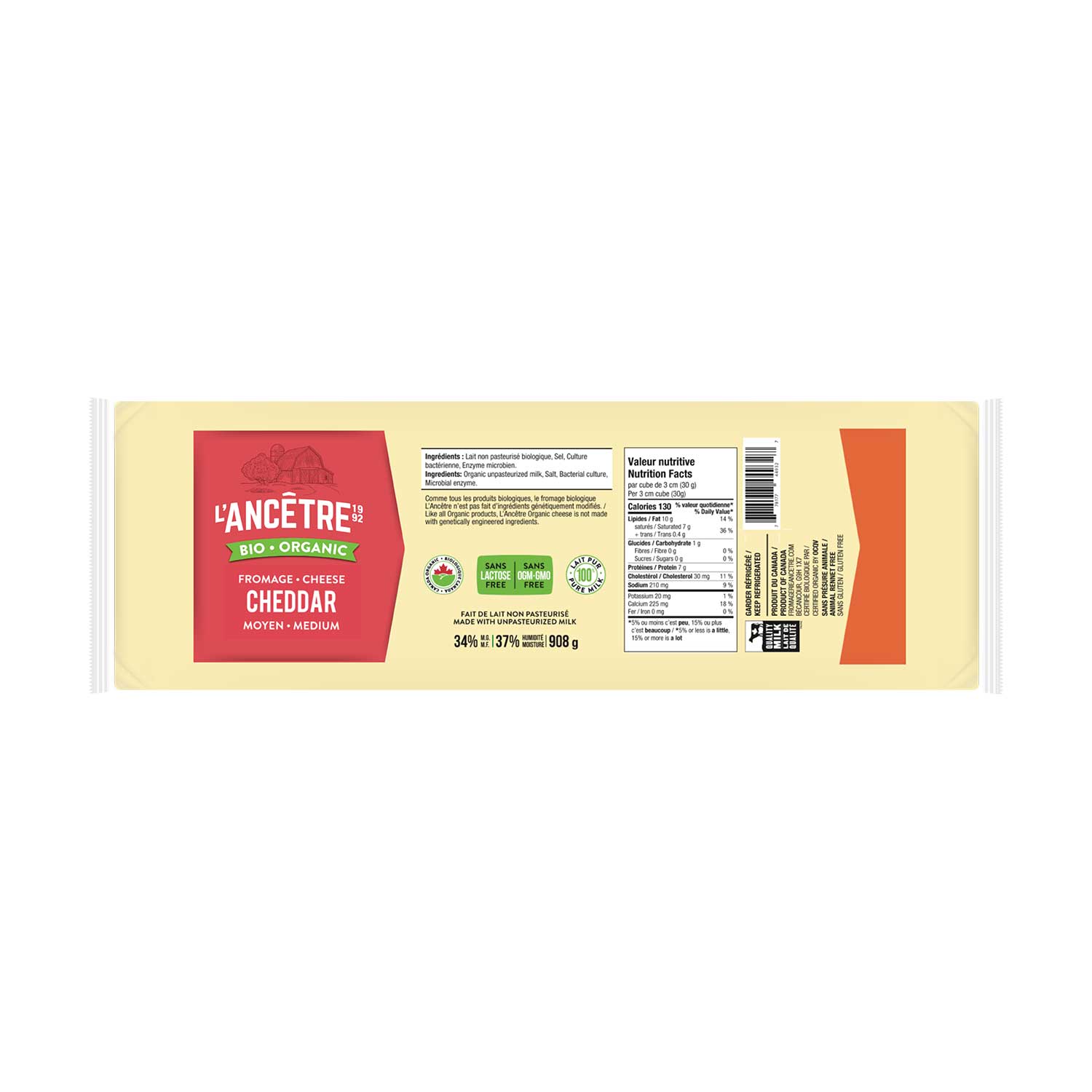 Cheddar moyen bio l'Ancêtre 1kg (PV)