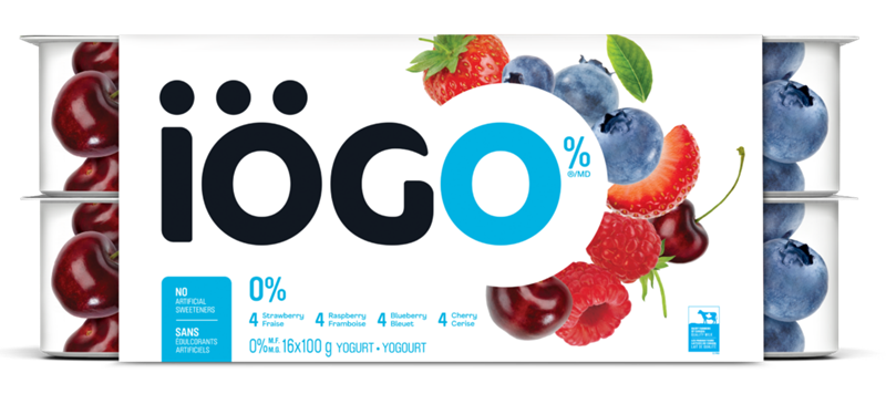 Iögo 0% fraise/framboise/cerise/bleuet 16x100g