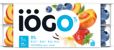 Iögo 0% fraise/bleuet/pêche/vanille 16x100g